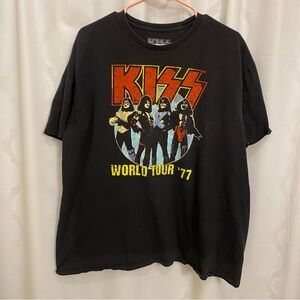 Kiss Black World Tour '77 Mens T-Shirt 2X